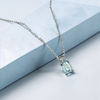 Златно колие с Аквамарин и диамант от 18К бяло злато I Gioielli del Sole