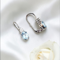 Комплект от бяло златос Аквамарин и цирконии