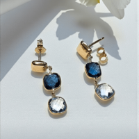 Златни обеци с Топаз, Топаз Лондон Блу