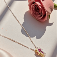 Златно колие с кръст от 18К злато, рубини и диаманти I Gioielli del Sole