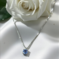 Комплект обеци и колие от бяло злато с Танзанит