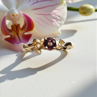 Златен пръстен Unheated Pink Purple Sapphire