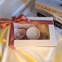 Луксозен керамичен комплект “Éloria” – свещ и поднос в артистичен мраморен дизайн