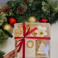 Подаръчен коледен комплект “Holiday Home Set” – къщичка, снежинка и елхичка | 250гр ръчна изработка