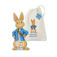 Дървен мини пъзел Peter Rabbit, в торбичка