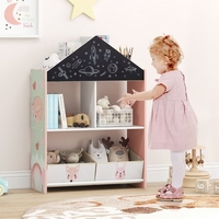 Детска дървена етажерка за книжки и играчки, 3в1, Costway