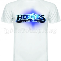 Бяла мъжка тениска - Геймърска Heroes Of The Storm