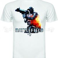 Бяла мъжка тениска - Геймърска Battlefield 4