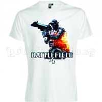 Бяла мъжка тениска - Геймърска Battlefield 4