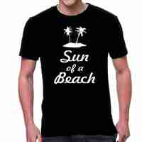 Черна мъжка тениска FOTL - Sun of a Beach