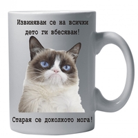 Бяла керамична чаша - Grumpy Cat 47