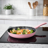 Комплект тигани Cheffinger розово с мраморно покритие – 3 части за всяка кухня - розов цвят