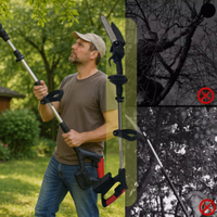 Акумулаторен мини верижен трион с телескопичен прът 21V – комплект за безопасно рязане на клони и дърва