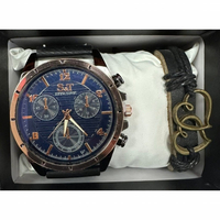 Мъжки часовник S&T Seek Time с кожена гривна – подаръчен комплект