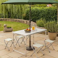 Комплект сгъваема алуминиева маса с 4 стола – идеален за къмпинг, двор и почивка