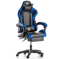 Геймърски стол с регулируема височина, лумбална възглавница и метална основа