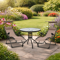 Комплект за релакс на открито: 2 сгъваеми шезлонга с нулева гравитация CHAIR3 и стилна масичка за кафе