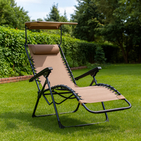 Комплект за релакс на открито: 2 сгъваеми шезлонга с нулева гравитация CHAIR3 и стилна масичка за кафе