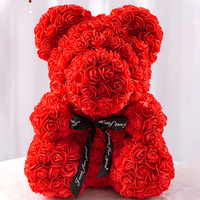 Плюшено мече с LED рози - подарък за мама, момиче, баба