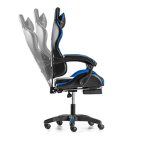 Геймърски стол с поставка за крака - подходящ за деца и тинейджъри- черно-син, въртящ, с масажна функция и спортен дизайн