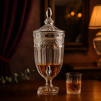 Луксозен стъклен диспенсър за сок и напитки 3L с капак и кранче