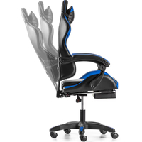 Геймърски стол с регулируема височина, лумбална възглавница и метална основа