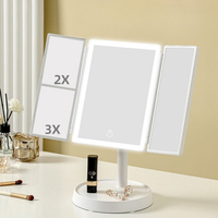 Преносимо LED огледало с осветление за тоалетка, за грим с висока разделителна способност