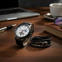 Мъжки часовник с големи цифри и подаръчна гривна – стил и практичност в готов комплект