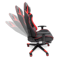 Ергономичен геймърски стол с функция за масаж и подложка за крака - червен