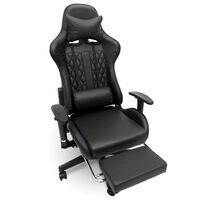 Геймърски стол за релакс с масаж и подложка за крака – черен