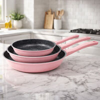 Комплект тигани Cheffinger розово с мраморно покритие – 3 части за всяка кухня - розов цвят