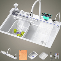 Умна кухненска мивка с изтеглящ се кран – LED дисплей, водопад, филтрирана вода и пълен комплект за модерна кухня