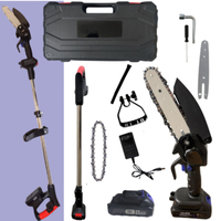 Акумулаторен мини верижен трион с телескопичен прът 21V – комплект за безопасно рязане на клони и дърва