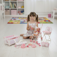 Комплект от 16 части с бебе, количка и аксесоари