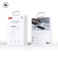 Зарядно XO CE19 QC ,Кабел Usb - Micro (18W) White