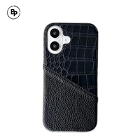 Кожен Гръб Croco Leather iPhone 15 Pro Black