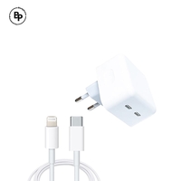 Зарядно Apple, Двойно гнездо USB‑C, Кабел Lightning - Type-C (1m) (35W) White
