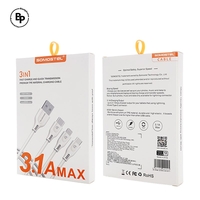 Кабел Somostel SMS-BT08 с троен накрайник за зараждана и прех
върляне на данни White