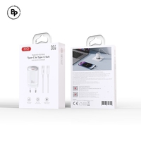 Зарядно XO CE21 PD, Type-C - Type-C Кабел (30W) White