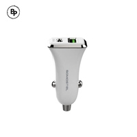 Зарядно за кола Somostel SMS-A42, Двойнни гнезда USB/Usb-C, QC3.0 (2.4A) White
