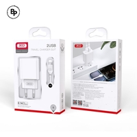 Зарядно XO CE02C, Двойни USB гнезда, USB - Micro (10.5W) (2.1A) White