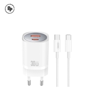 Зарядно XO CE21 PD, Type-C - Type-C Кабел (30W) White