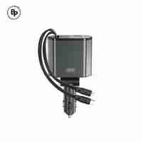 Зарядно за кола XO CC62 Гнезда Usb/Type-C, Кабел Type-C / Lightning (104W) Grey