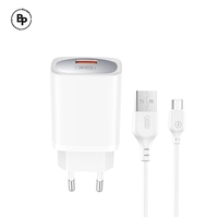 Зарядно XO CE19 QC ,Кабел Usb - Micro (18W) White