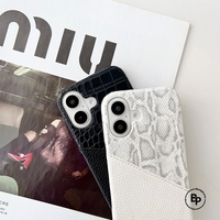 Кожен Гръб Croco Leather iPhone 15 Pro Black