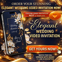 Elegant Navy Blue Digital Wedding Invitation with White Floral Design