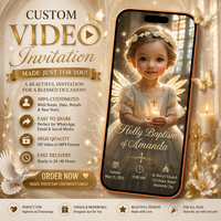 Baby Girl Christening Video Invitation | Elegant Personalized Baptism Invite