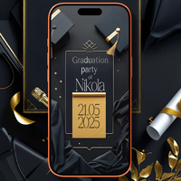 Luxury Black & Gold Digital Graduation Ball Invitation – Elegant Prom Video Invite