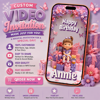 Cute Doll Birthday Video Invitation for Girls | Personalized Digital Party Invite