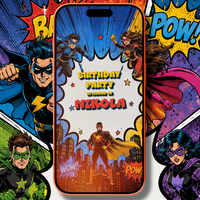 Comic Book Birthday Video Invitation | Personalized Cartoon Digital Party Invite
